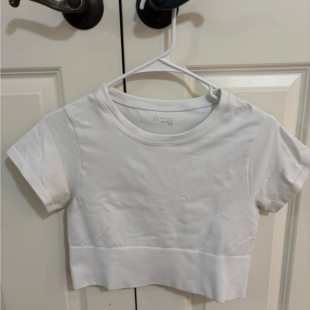 Aerie Offline White Cropped T-Shirt